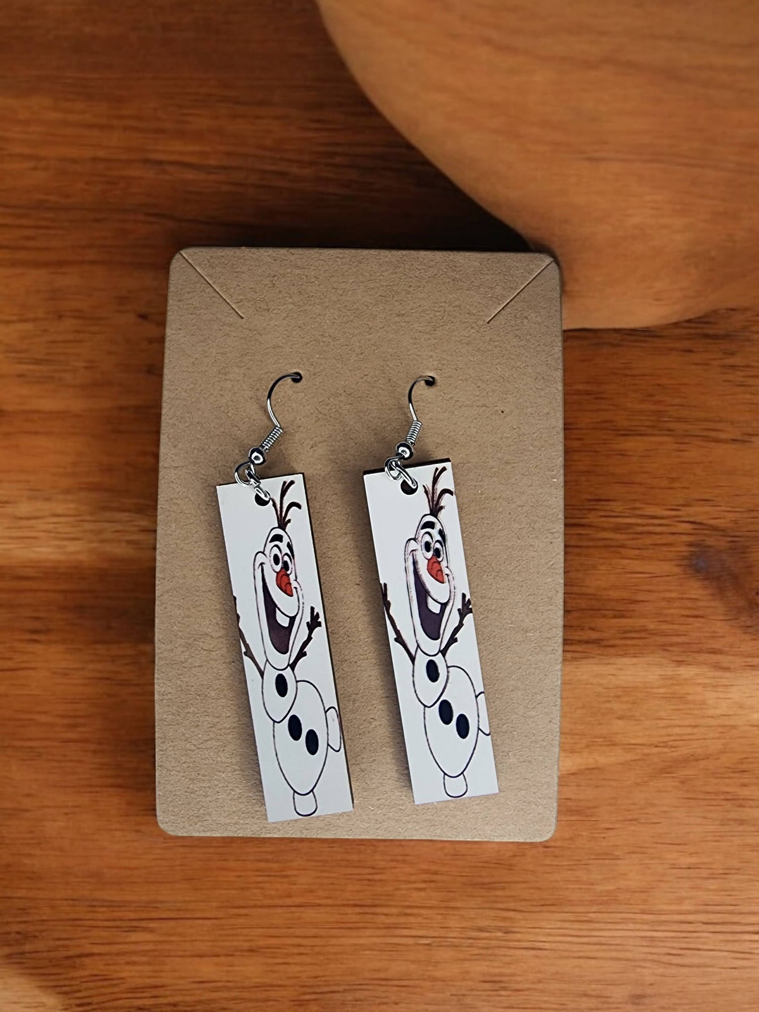 Wooden earrings with hypoallergenic hooks